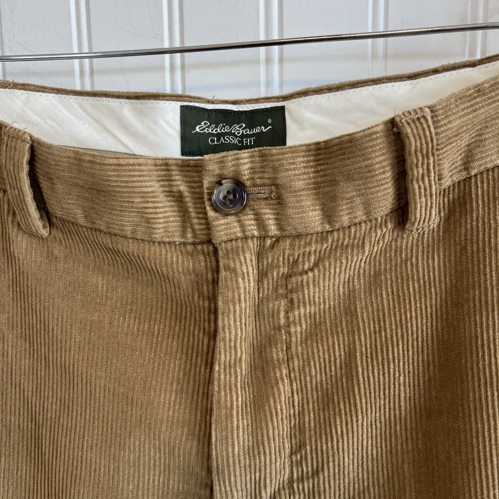 Vintage Eddie Bauer Pants Mens 36x 30 Tan Corduroy Straight Classic 90s
